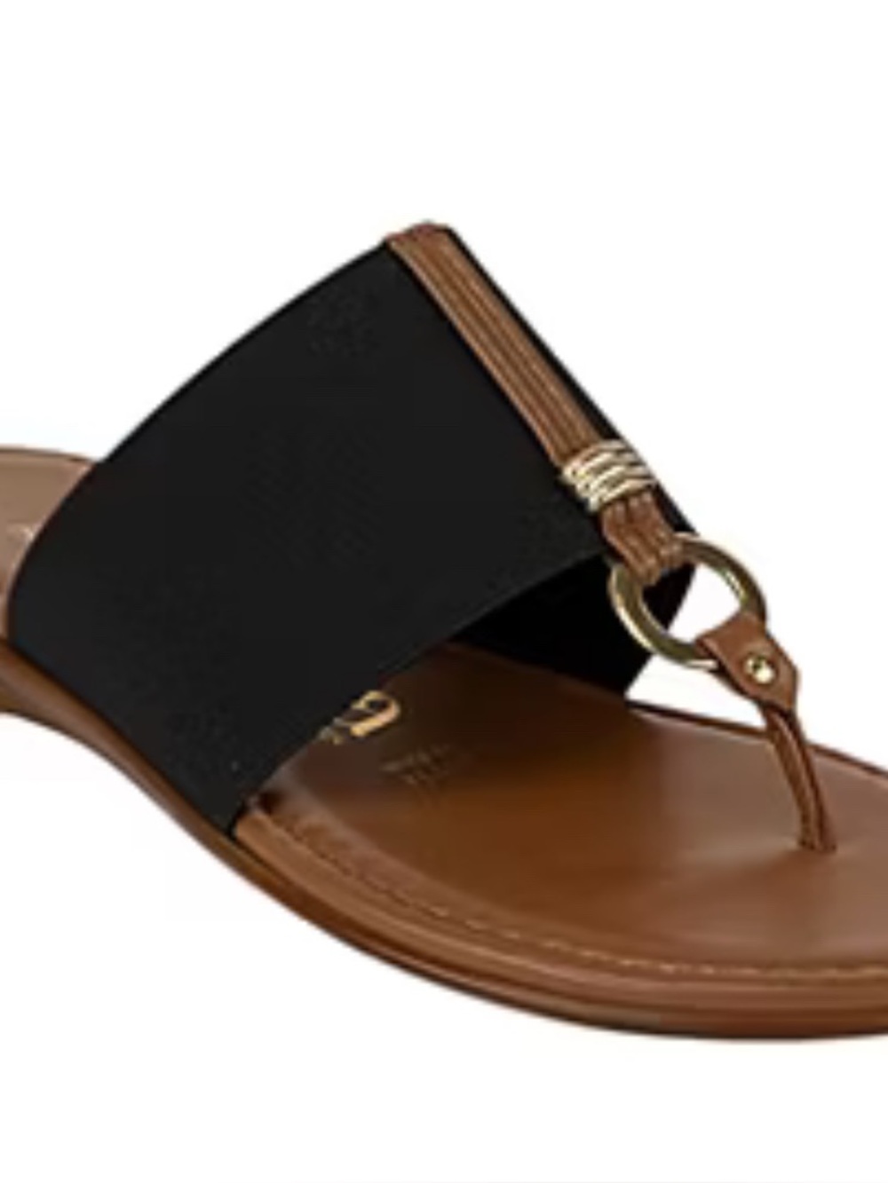 Women's Black and Brown Slide Italian Thong Sandals